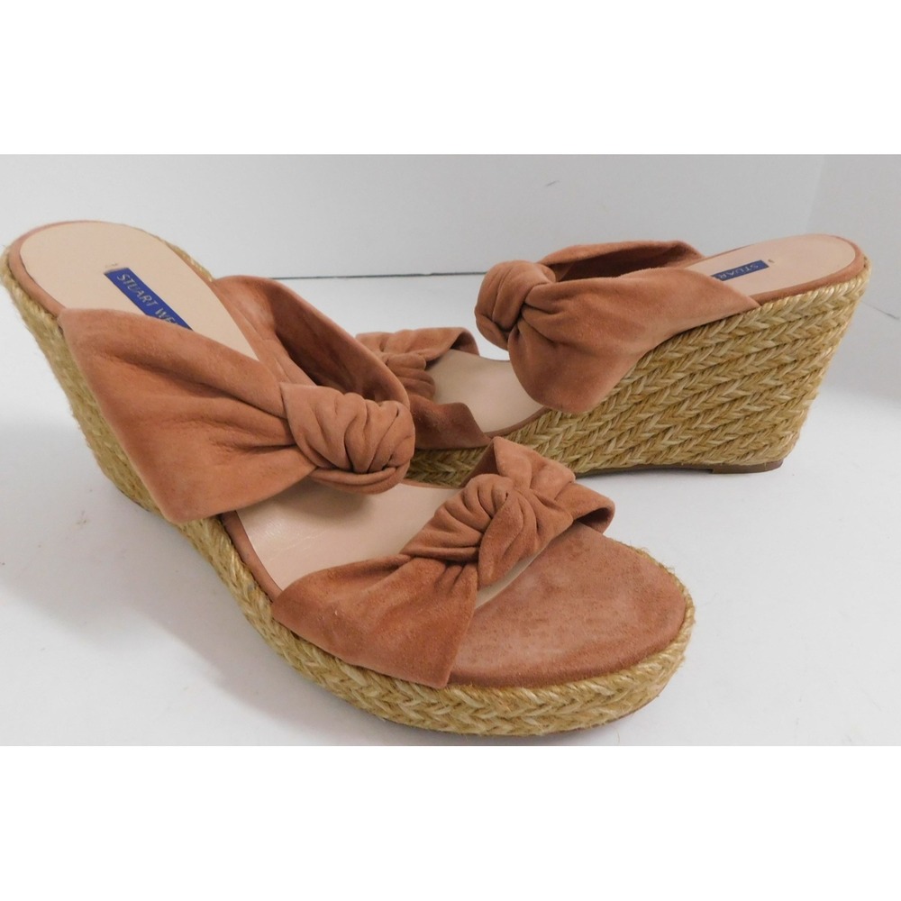 Stuart Weitzman Sandals  Sarina Knot Espadrille Wedge Slide Blush Pink Suede‎ 10